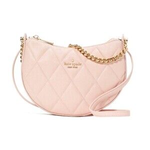 New Kate Spade Carey Zip Top Crossbody Quilted Smooth Leather Conch Pink